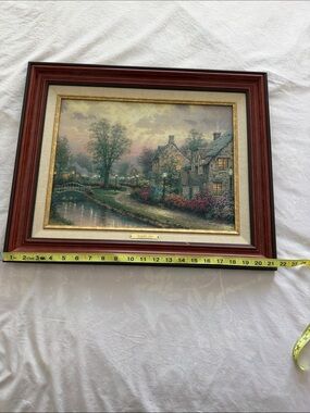 Thomas Kinkade Framed Cottage Landscape Wall Art - Brown Frame 21 x 17